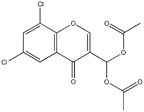 (acetyloxy)(6,8-dichloro-4-oxo-4H-chromen-3-yl)methyl acetate 구조식 이미지