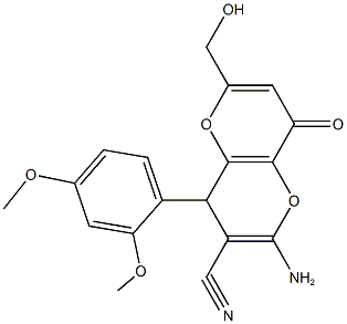 2-amino-4-(2,4-dimethoxyphenyl)-6-(hydroxymethyl)-8-oxo-4,8-dihydropyrano[3,2-b]pyran-3-carbonitrile 구조식 이미지