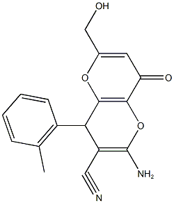 2-amino-6-(hydroxymethyl)-4-(2-methylphenyl)-8-oxo-4,8-dihydropyrano[3,2-b]pyran-3-carbonitrile 구조식 이미지