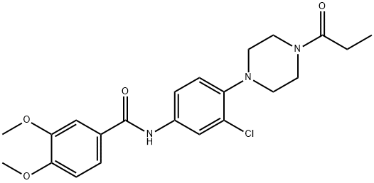 N-[3-chloro-4-(4-propionyl-1-piperazinyl)phenyl]-3,4-dimethoxybenzamide 구조식 이미지