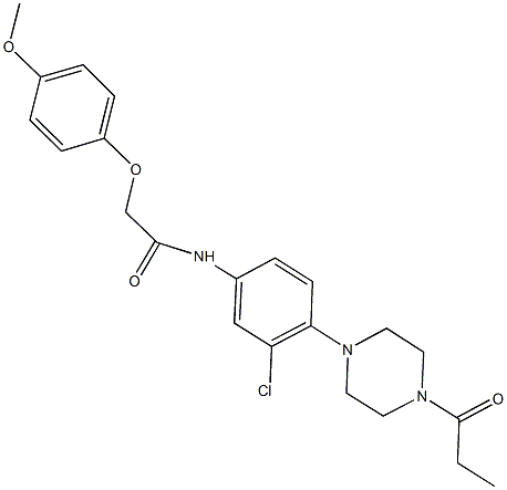 N-[3-chloro-4-(4-propionyl-1-piperazinyl)phenyl]-2-(4-methoxyphenoxy)acetamide Structure