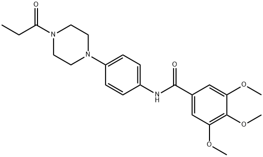 3,4,5-trimethoxy-N-[4-(4-propionyl-1-piperazinyl)phenyl]benzamide Structure