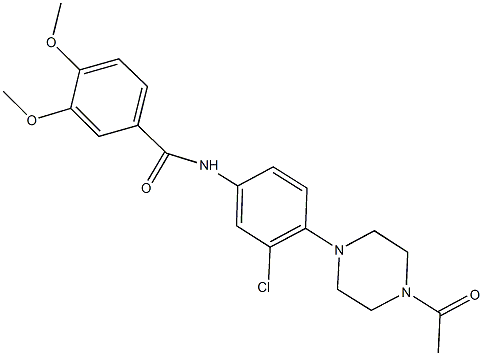 N-[4-(4-acetyl-1-piperazinyl)-3-chlorophenyl]-3,4-dimethoxybenzamide 구조식 이미지