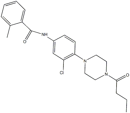 N-[4-(4-butyryl-1-piperazinyl)-3-chlorophenyl]-2-methylbenzamide 구조식 이미지