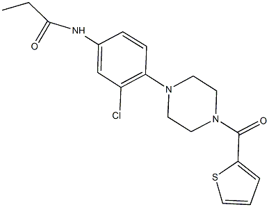 N-{3-chloro-4-[4-(2-thienylcarbonyl)-1-piperazinyl]phenyl}propanamide 구조식 이미지