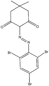 5,5-dimethyl-2-[(2,4,6-tribromophenyl)diazenyl]-1,3-cyclohexanedione Structure