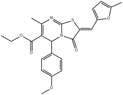 ethyl 5-(4-methoxyphenyl)-7-methyl-2-[(5-methyl-2-furyl)methylene]-3-oxo-2,3-dihydro-5H-[1,3]thiazolo[3,2-a]pyrimidine-6-carboxylate Structure