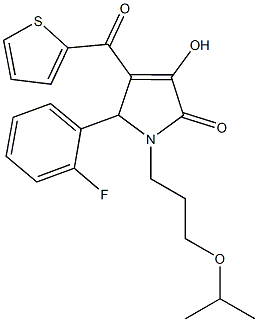 5-(2-fluorophenyl)-3-hydroxy-1-(3-isopropoxypropyl)-4-(2-thienylcarbonyl)-1,5-dihydro-2H-pyrrol-2-one Structure