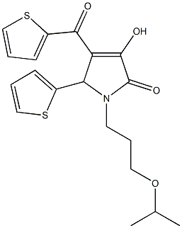 3-hydroxy-1-(3-isopropoxypropyl)-5-(2-thienyl)-4-(2-thienylcarbonyl)-1,5-dihydro-2H-pyrrol-2-one Structure