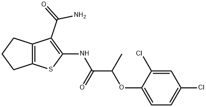 2-{[2-(2,4-dichlorophenoxy)propanoyl]amino}-5,6-dihydro-4H-cyclopenta[b]thiophene-3-carboxamide 구조식 이미지