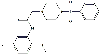 N-(5-chloro-2-methoxyphenyl)-2-[4-(phenylsulfonyl)-1-piperazinyl]acetamide 구조식 이미지