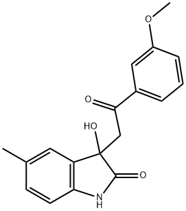 3-hydroxy-3-[2-(3-methoxyphenyl)-2-oxoethyl]-5-methyl-1,3-dihydro-2H-indol-2-one 구조식 이미지