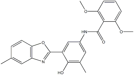 N-[4-hydroxy-3-methyl-5-(5-methyl-1,3-benzoxazol-2-yl)phenyl]-2,6-dimethoxybenzamide 구조식 이미지