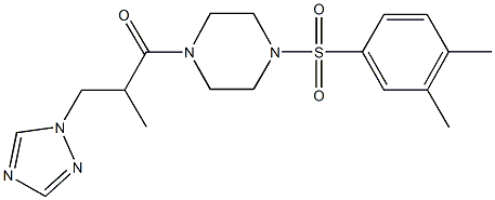 1-[(3,4-dimethylphenyl)sulfonyl]-4-[2-methyl-3-(1H-1,2,4-triazol-1-yl)propanoyl]piperazine 구조식 이미지