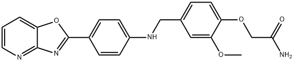 2-{2-methoxy-4-[(4-[1,3]oxazolo[4,5-b]pyridin-2-ylanilino)methyl]phenoxy}acetamide 구조식 이미지