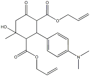 diallyl 2-[4-(dimethylamino)phenyl]-4-hydroxy-4-methyl-6-oxo-1,3-cyclohexanedicarboxylate 구조식 이미지