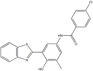 N-[3-(1,3-benzothiazol-2-yl)-4-hydroxy-5-methylphenyl]-4-chlorobenzamide 구조식 이미지