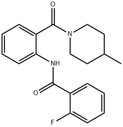 2-fluoro-N-{2-[(4-methyl-1-piperidinyl)carbonyl]phenyl}benzamide 구조식 이미지