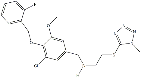 N-{3-chloro-4-[(2-fluorobenzyl)oxy]-5-methoxybenzyl}-N-{2-[(1-methyl-1H-tetraazol-5-yl)sulfanyl]ethyl}amine 구조식 이미지