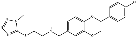 N-{4-[(4-chlorobenzyl)oxy]-3-methoxybenzyl}-N-{2-[(1-methyl-1H-tetraazol-5-yl)sulfanyl]ethyl}amine Structure