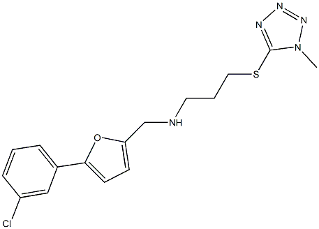 N-{[5-(3-chlorophenyl)-2-furyl]methyl}-N-{3-[(1-methyl-1H-tetraazol-5-yl)sulfanyl]propyl}amine Structure