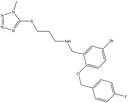 N-{5-bromo-2-[(4-fluorobenzyl)oxy]benzyl}-N-{3-[(1-methyl-1H-tetraazol-5-yl)sulfanyl]propyl}amine Structure