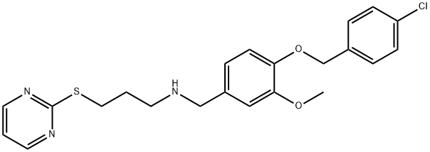 N-{4-[(4-chlorobenzyl)oxy]-3-methoxybenzyl}-N-[3-(2-pyrimidinylsulfanyl)propyl]amine 구조식 이미지