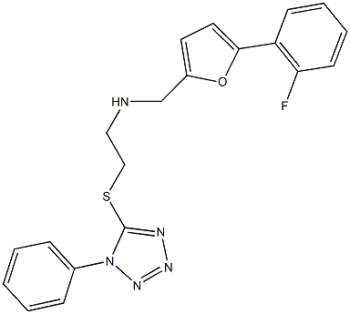 N-{[5-(2-fluorophenyl)-2-furyl]methyl}-N-{2-[(1-phenyl-1H-tetraazol-5-yl)sulfanyl]ethyl}amine Structure