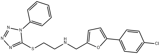 N-{[5-(4-chlorophenyl)-2-furyl]methyl}-N-{2-[(1-phenyl-1H-tetraazol-5-yl)sulfanyl]ethyl}amine 구조식 이미지