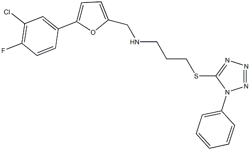 N-{[5-(3-chloro-4-fluorophenyl)-2-furyl]methyl}-N-{3-[(1-phenyl-1H-tetraazol-5-yl)sulfanyl]propyl}amine 구조식 이미지