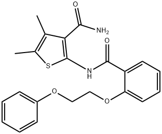 4,5-dimethyl-2-{[2-(2-phenoxyethoxy)benzoyl]amino}-3-thiophenecarboxamide 구조식 이미지