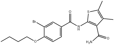 2-[(3-bromo-4-butoxybenzoyl)amino]-4,5-dimethyl-3-thiophenecarboxamide 구조식 이미지