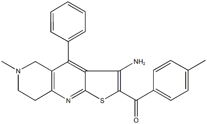 (3-amino-6-methyl-4-phenyl-5,6,7,8-tetrahydrothieno[2,3-b][1,6]naphthyridin-2-yl)(4-methylphenyl)methanone 구조식 이미지