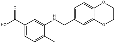 3-[(2,3-dihydro-1,4-benzodioxin-6-ylmethyl)amino]-4-methylbenzoic acid 구조식 이미지