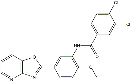 3,4-dichloro-N-(2-methoxy-5-[1,3]oxazolo[4,5-b]pyridin-2-ylphenyl)benzamide 구조식 이미지