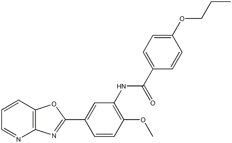 N-(2-methoxy-5-[1,3]oxazolo[4,5-b]pyridin-2-ylphenyl)-4-propoxybenzamide 구조식 이미지