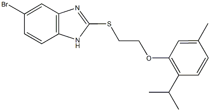 5-bromo-2-{[2-(2-isopropyl-5-methylphenoxy)ethyl]sulfanyl}-1H-benzimidazole 구조식 이미지