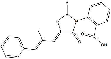 2-[5-(2-methyl-3-phenylprop-2-enylidene)-4-oxo-2-thioxo-1,3-thiazolidin-3-yl]benzoic acid Structure