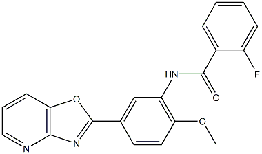 2-fluoro-N-(2-methoxy-5-[1,3]oxazolo[4,5-b]pyridin-2-ylphenyl)benzamide Structure