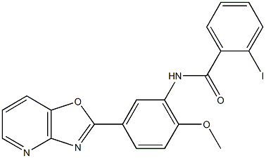 2-iodo-N-(2-methoxy-5-[1,3]oxazolo[4,5-b]pyridin-2-ylphenyl)benzamide 구조식 이미지