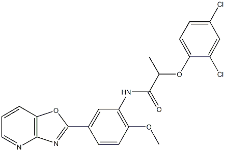 2-(2,4-dichlorophenoxy)-N-(2-methoxy-5-[1,3]oxazolo[4,5-b]pyridin-2-ylphenyl)propanamide Structure