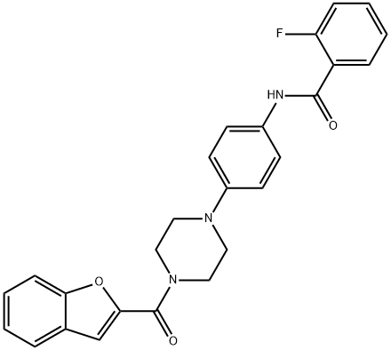 N-{4-[4-(1-benzofuran-2-ylcarbonyl)-1-piperazinyl]phenyl}-2-fluorobenzamide 구조식 이미지