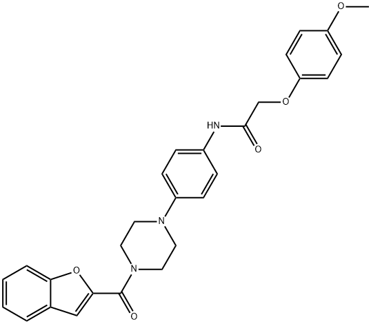 N-{4-[4-(1-benzofuran-2-ylcarbonyl)-1-piperazinyl]phenyl}-2-(4-methoxyphenoxy)acetamide 구조식 이미지