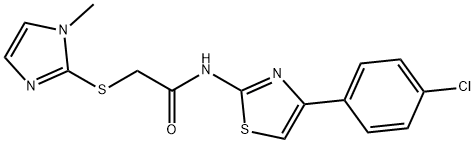 N-[4-(4-chlorophenyl)-1,3-thiazol-2-yl]-2-[(1-methyl-1H-imidazol-2-yl)sulfanyl]acetamide 구조식 이미지