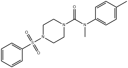 N-methyl-N-(4-methylphenyl)-4-(phenylsulfonyl)-1-piperazinecarboxamide Structure