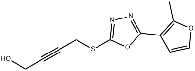 4-{[5-(2-methyl-3-furyl)-1,3,4-oxadiazol-2-yl]sulfanyl}-2-butyn-1-ol 구조식 이미지