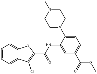 methyl 3-{[(3-chloro-1-benzothien-2-yl)carbonyl]amino}-4-(4-methyl-1-piperazinyl)benzoate Structure