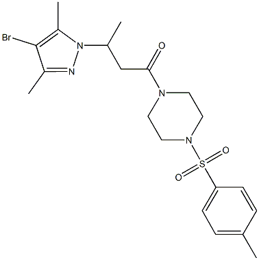 1-[3-(4-bromo-3,5-dimethyl-1H-pyrazol-1-yl)butanoyl]-4-[(4-methylphenyl)sulfonyl]piperazine Structure