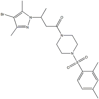 1-[3-(4-bromo-3,5-dimethyl-1H-pyrazol-1-yl)butanoyl]-4-[(2,4-dimethylphenyl)sulfonyl]piperazine Structure