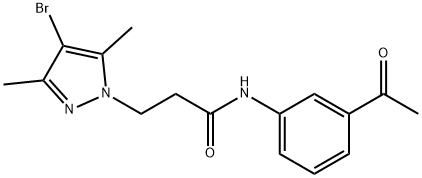 N-(3-acetylphenyl)-3-(4-bromo-3,5-dimethyl-1H-pyrazol-1-yl)propanamide 구조식 이미지